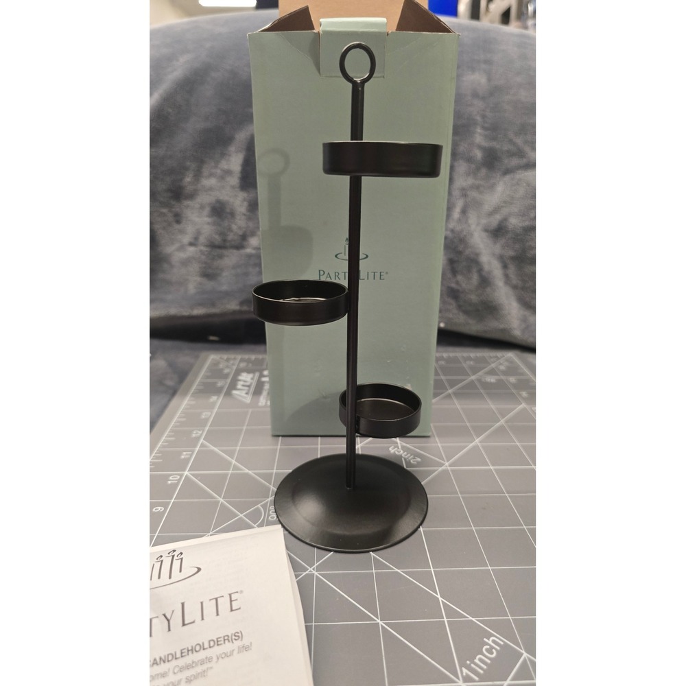 PartyLite Universal Tealight Tree P9615 Matte Black Metal 3-Tier Candle Holder